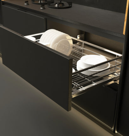 Bộ rổ chén đĩa Hafele - Cappella, phiên bản rổ chén đĩa không kèm ống đựng đũa 549.08.003