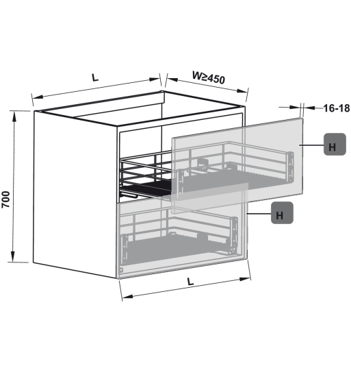 Rổ Kéo Cửa Tủ Verona Series 400mm Hafele 549.03.141