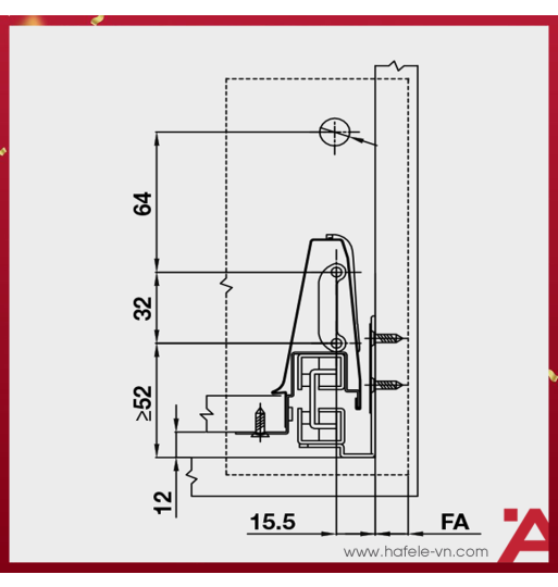 Ray Hộp Alto Giảm Chấn H135mm Hafele 552.77.781