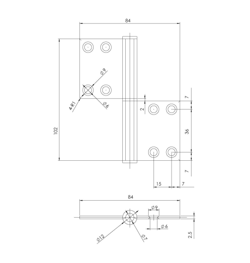 Bản lề lá Hafele cho cửa đố nhỏ 926.60.900