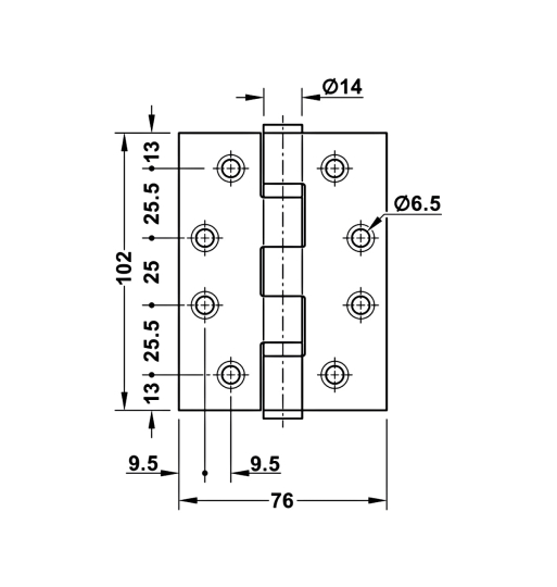 Bản lề lá Hafele chống cháy - 2 vòng bi 926.98.040