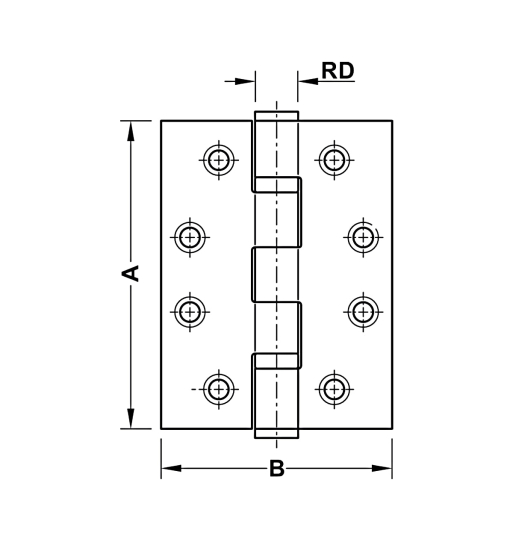 Bản lề lá Hafele chống cháy - 2 vòng bi 926.98.040