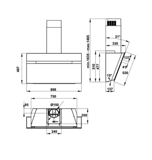 Máy hút mùi gắn tường Hafele HH-WVG90B 539.89.335