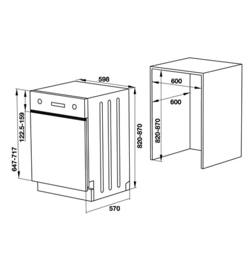 Máy rửa chén bán âm mặt đen Hafele HDW-HI60B, 15 bộ đồ ăn Châu Âu, 60 cm 533.23.210