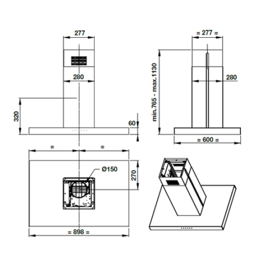 Máy hút mùi đảo Hafele 90cm HH-IS90A 539.81.715