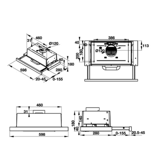 Máy hút mùi âm tủ Hafele HH-TI60D 539.81.083