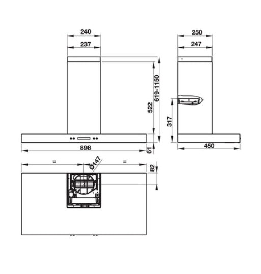 Máy hút mùi gắn tường Hafele HH-WI90B 539.81.175