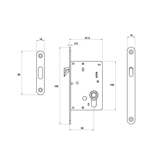 Bộ Thân Khóa Tay Nắm Hafele Cho Cửa Trượt  911.26.523