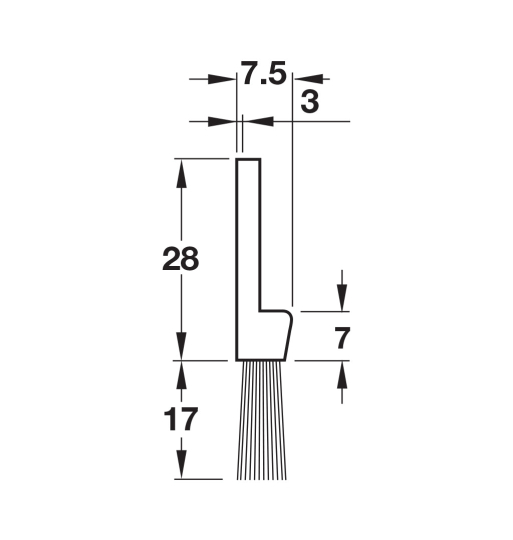 DIY Thanh chắn bụi Hafele dạng chổi, dán keo 489.97.710