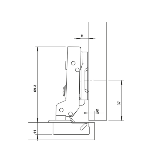 Bản Lề Trùm Nửa Metalla SM DIY 110º Hafele 315.07.114