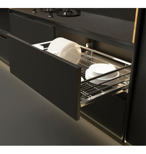 Bộ rổ chén đĩa Hafele - Cappella, phiên bản rổ chén đĩa kèm ống đựng đũa 549.08.153