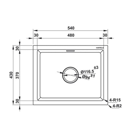 Chậu đá Hafele ESSENCE HS22-GEN1S60S, chậu đơn 577.25.300