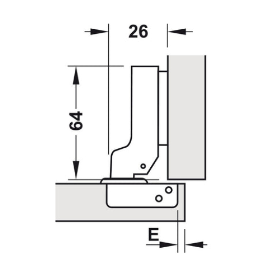 Bản lề Hafele Metalla A 110° Tiêu chuẩn với giảm chấn - Lắp trùm nửa 315.30.722