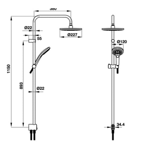 Thanh sen kết hợp Hafele - New Mysterious chưa gồm bộ trộn 495.60.105