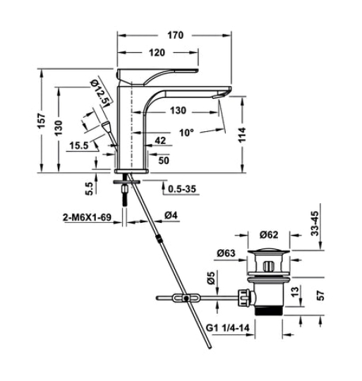 Vòi trộn Regal Hafele 110 bộ xả kéo 589.78.000