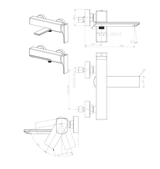 Bộ trộn bồn tắm Hafele lắp nổi REGAL 495.61.122