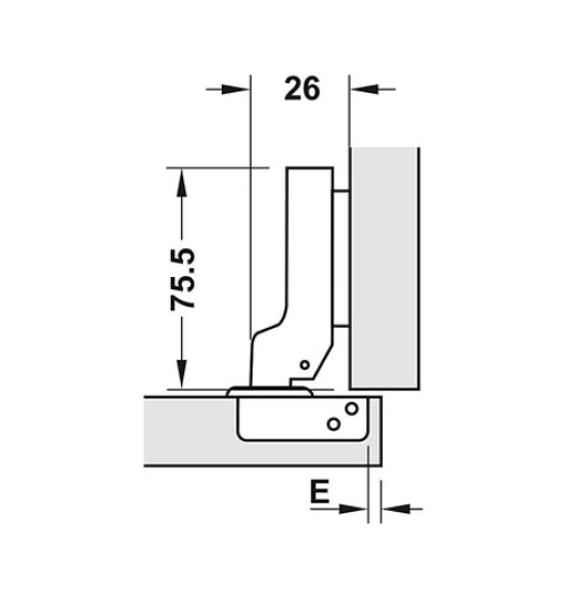 Bản lề Hafele Metalla SM 110° Inox - Lắp trùm nửa 315.06.751
