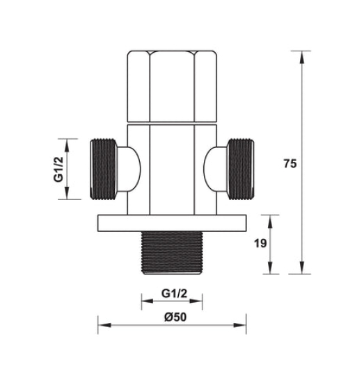Van khóa nước Hafele dạng lục giác 2 đường nước 495.61.252