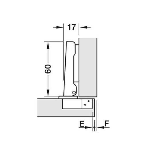 Bản lề Hafele Metalla A 110° tiêu chuẩn không giảm chấn - Lắp trùm nửa 311.88.531