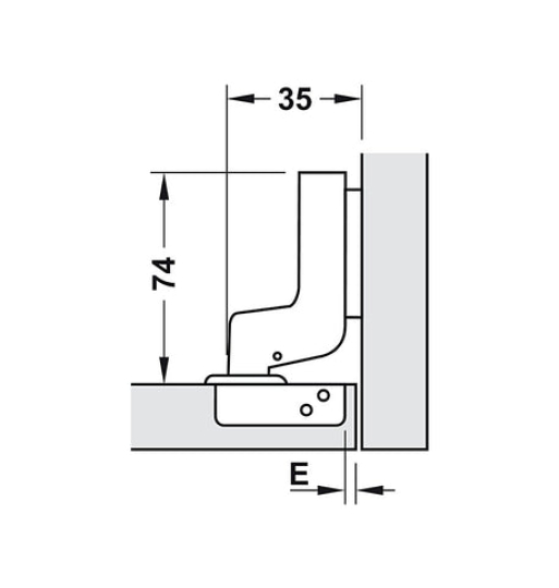Bản lề Hafele Metalla SM 110° Inox đóng giảm chấn - Lắp lọt lòng 315.06.752