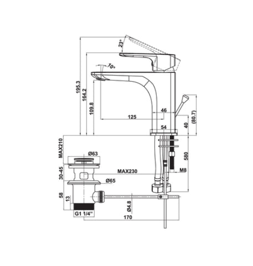 Vòi trộn Hafele Kobe 100 chrome có bộ xả kéo  589.15.001