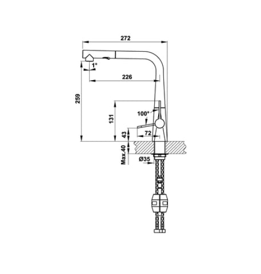 Vòi bếp Hafele Hydros HT20-CH1P259 570.82.210