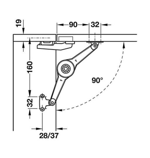 Tay nâng Hafele - Duo Standard 373.66.612
