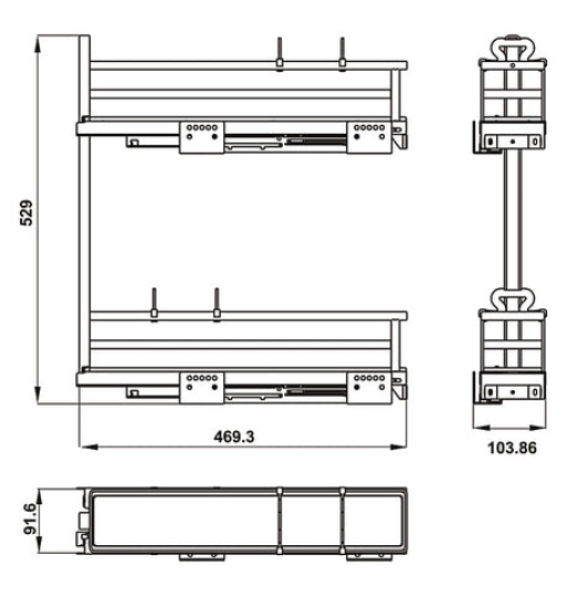 Bộ rổ gia vị Hafele - OMERO 150 ( lắp đặt bên trái ) 549.20.890