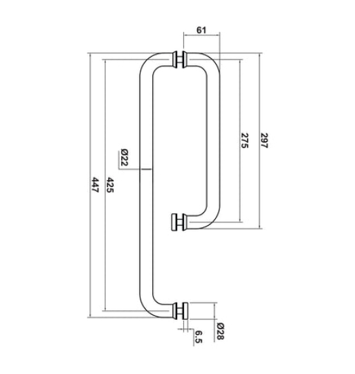 Tay nắm kéo cửa phòng tắm kính Hafele 499.68.222