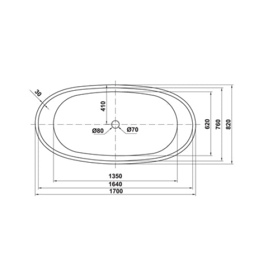 Bồn tắm độc lập Hafele - Nagoya hình bầu dục 1700 - 588.99.620