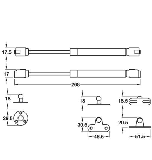 Pittong Đẩy Cánh Tủ 120N Hafele 373.82.909