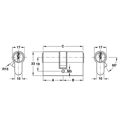Ruột khóa Hafele 2 đầu chìa 916.96.007