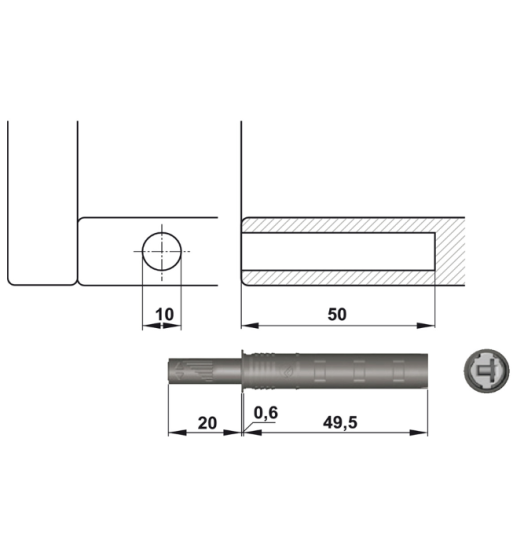 Nêm Nhấn Vừa Đầu Cao Su Hafele 356.12.313