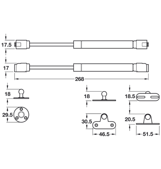 Pittong Đẩy Cánh Tủ 100N Hafele 373.82.908