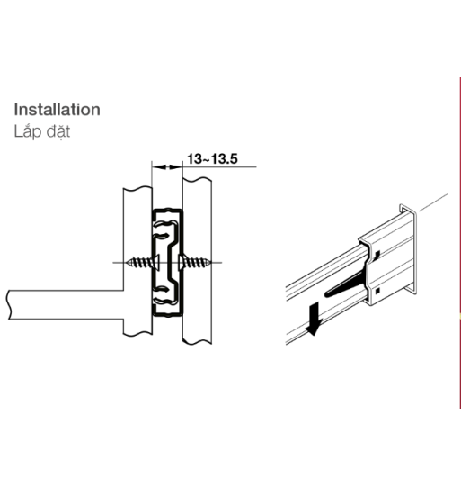 Ray Bi Không Giảm Chấn 400mm Hafele 494.02.463