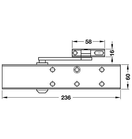 Thiết bị đóng cửa tự động lắp nổi Hafele - DCL51 không có chức năng giữ cửa 931.84.829