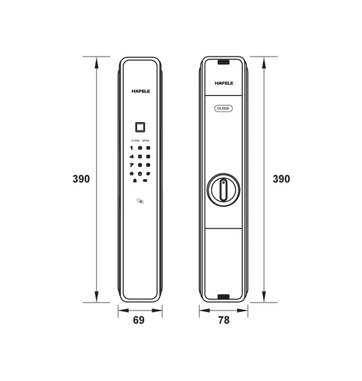 Khóa điện tử Hafele PP9000 (Không bao gồm Pin) 912.05.691