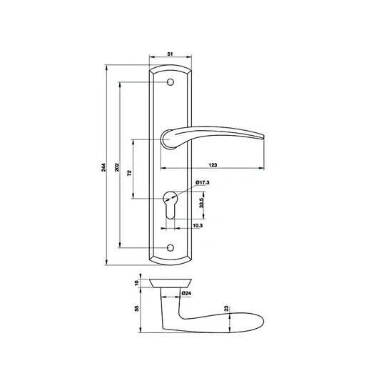 Tay nắm gạt đế dài Hafele 903.98.473
