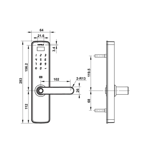 Khóa điện tử Hafele DL7100 (Không bao gồm Pin) 912.05.498