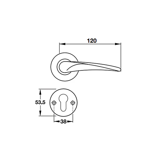Tay nắm gạt có nắp che cho cửa phòng Hafele - Inox mờ 903.98.141