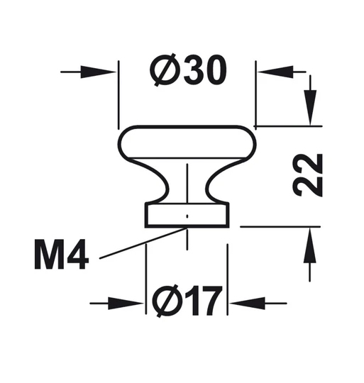 Tay nắm tủ tròn Hafele, hợp kim kẽm 137.60.837